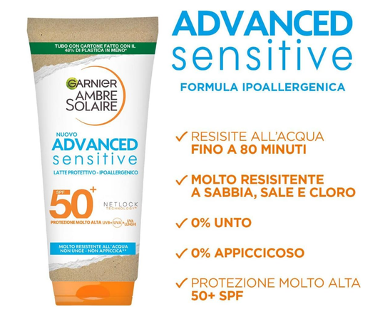 Garnier Ambre Solaire Advanced Latte Protettivo Ipoallergenico SPF 50+ 200 ml