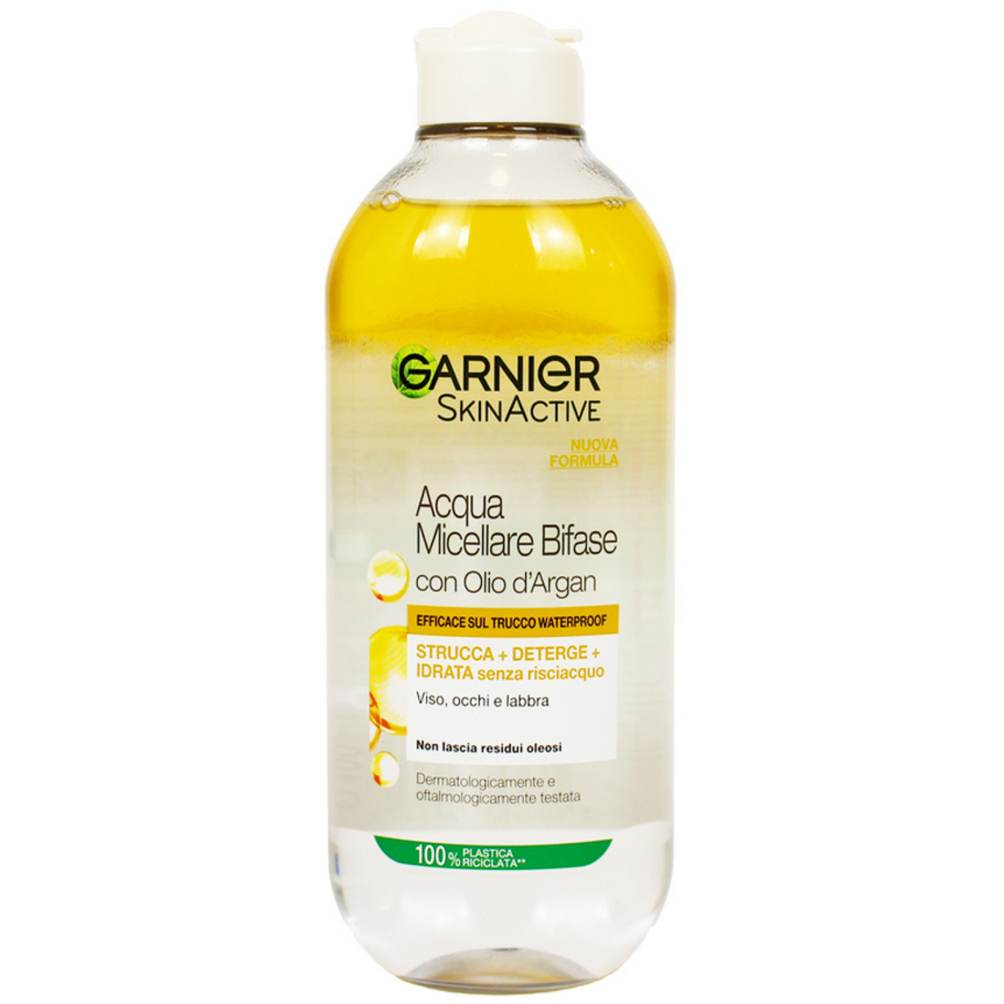 Garnier Acqua Micellare Bifase con Olio d'Argan - Efficace sul Trucco Waterproof 400 ml